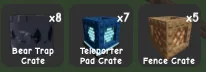 5x FENCE CRATE + 7x Teleporter Pad Crate + 8x BEAR TRAP CRATE Instant Delivery Safe Trade Grow a Garden 2 H1
