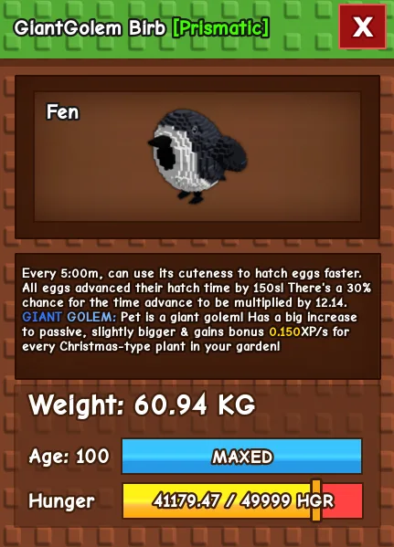 60KG - 61KG GIANTGOLEM BIRB — Account account