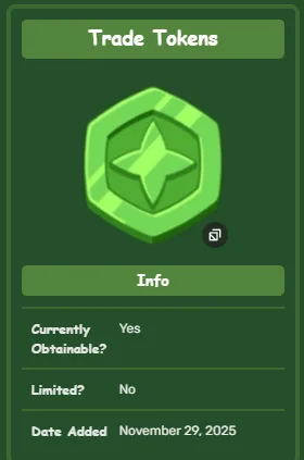 200 TRADE TOKENS — Account account