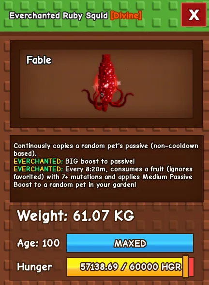 60KG - 61KG RUBY SQUID NIGHTMARE / EVERCHANTED! — Account account