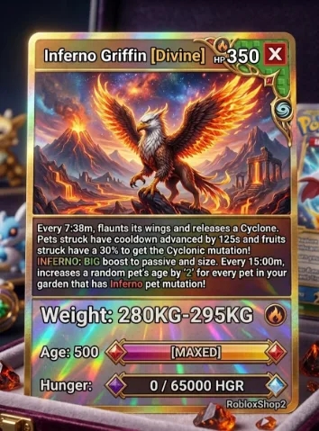 280KG-295KG INFERNO GIGANTIC GRIFFIN I MAX 500 AGE l READY TO USE - 7:38 MINS MAX CD - NO TOY LIMITED STOCK