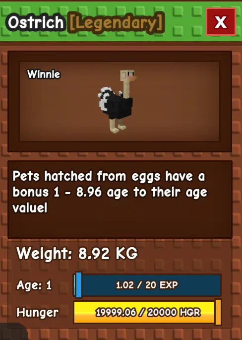 TITANIC OSTRICH AGE 1 8.92KG GAG PET INSTANT DELIVERY — Account account