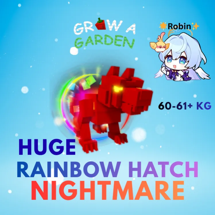 HUGE Nightmare Rainbow Hatch Hazehound - 60-61+KG - Grow a Garden — Account account