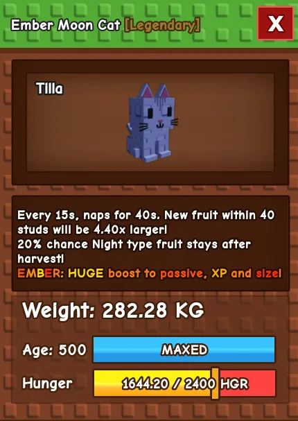 Ember Moon Cat 280 KG Age 500 instant delivery titanic moon cat 280kg huge moon cat 280KG ember cat ember mutation
