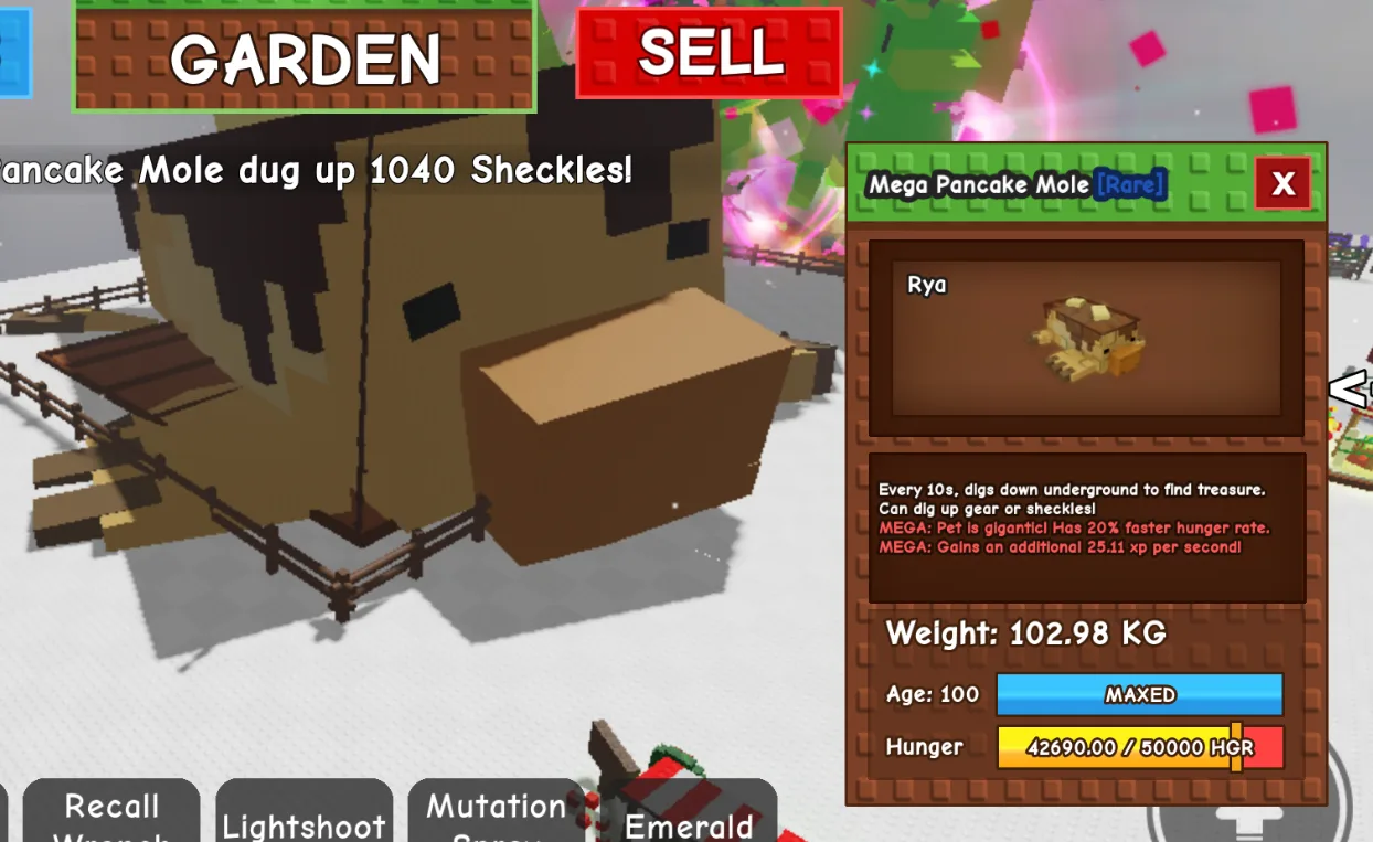 Mega Titan Godly Pancake Mole 102Kg+ Age 100 Maxed Huge Mega Colossal Visual — Account account