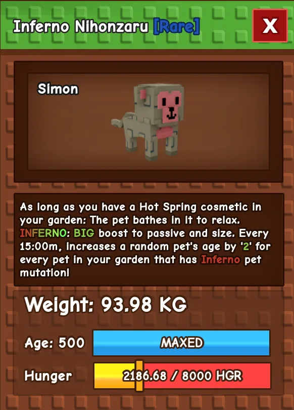 Inferno Nihonzaru Rare 94KG + 500AGE