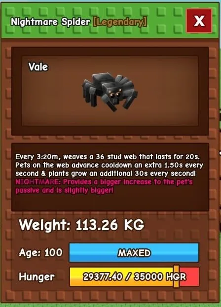 NIGHTMARE SPIDER 113KG MASSIVE COLOSSAL CHEAP FAST — Account account