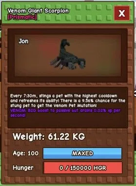 HUGE Venom GIANT SCORPION 60+ kg Instant Delivery — Account account