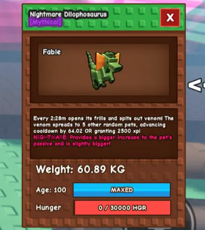 Hug Nightmare Dilophosaurus 60.89kg