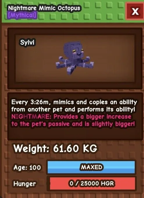 Huge Mimic Octopus 60-62KG Nightmare or Venom Mutation 15 secs with medium toy — Account account