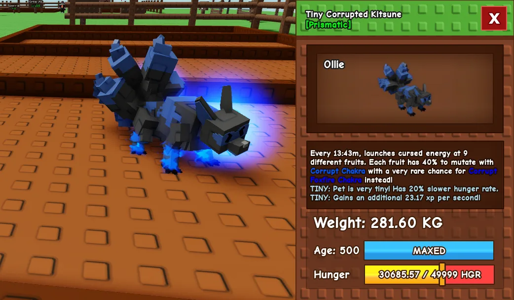 281.6kg Tiny Corrupted Kitsune Cute Farming