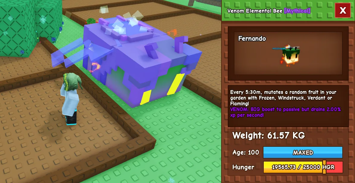 60.74kg Age 100 Venom Elemental Bee