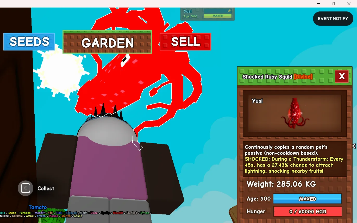 285KG Shocked Ruby Squid Divine // super handsome // Age 500 MAXED // Passive Copy + Lightning