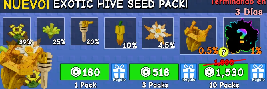 exotic hive seed pack 10x 1520 robux