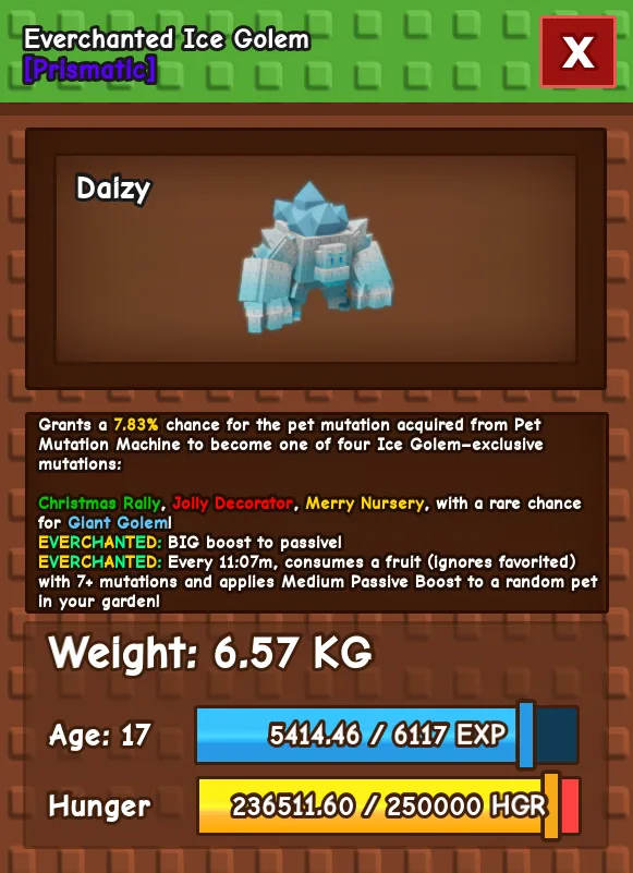 Everchanted Ice Golem Prismatic 6.8KG 18 AGE