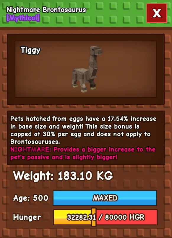 Nightmare Brontosaurus Mythical 183KG 500 AGE