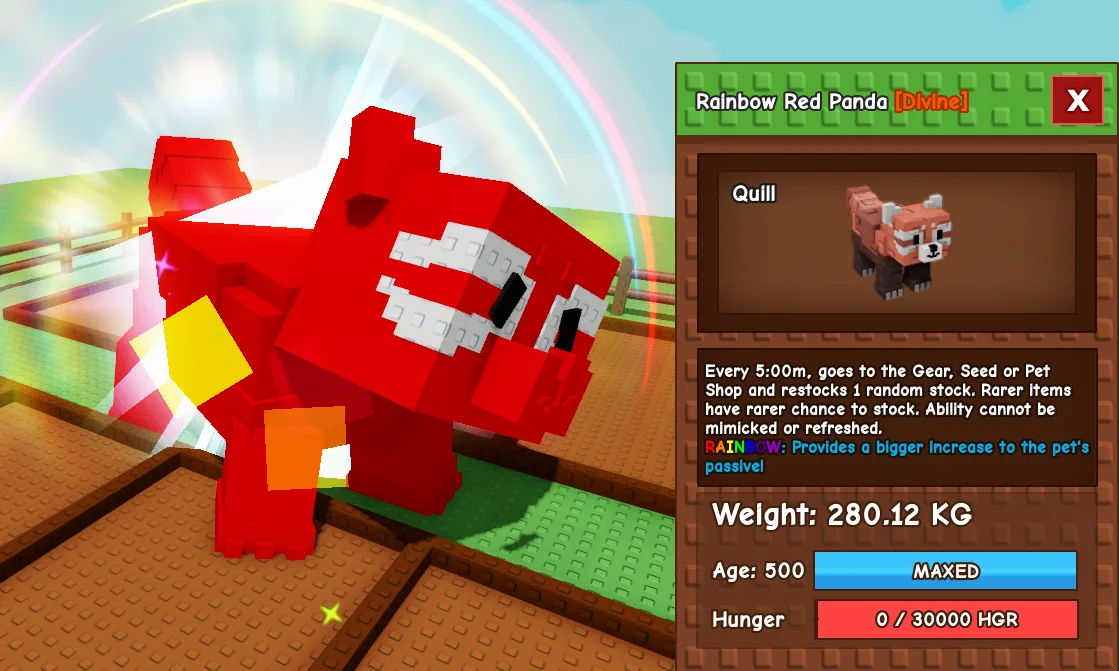 280.12kg Rainbow Red Panda