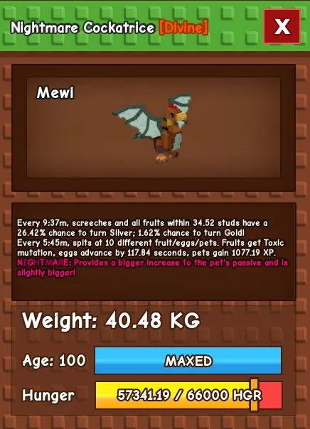 Semi huge/huge CHEAP 40kg Nightmare Cockatrice! 1 quantity 1 40kg Nightmare Cockatrice Fast Delivery