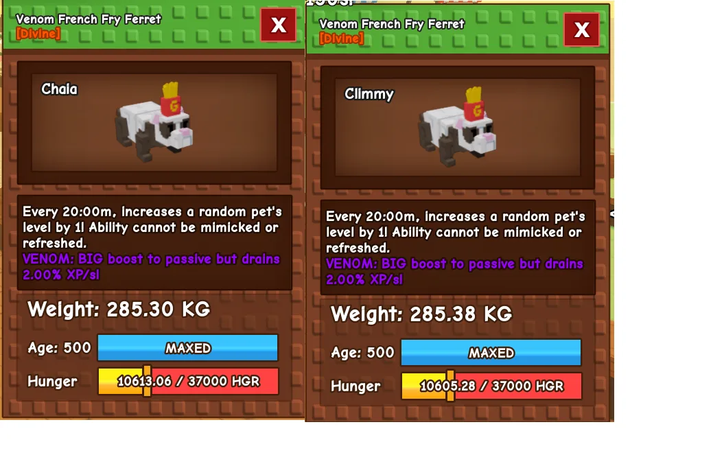 AGE BOOSTING SETS 7 PETS GOOD FOR 500 AGES (2 COL PEAC 454KG+ 500AGE / 284KG+ 500AGE LION / 2 285KG+ 500AGE FERRETS / 2 283KG+ 500AGE GRIFFIN // CLE — Account account
