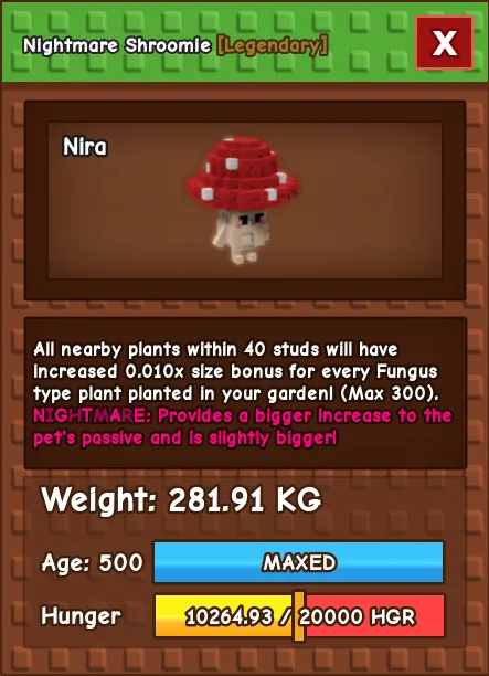 Nightmare Shroomie 280Kg+ Age 500 Fast Delivery