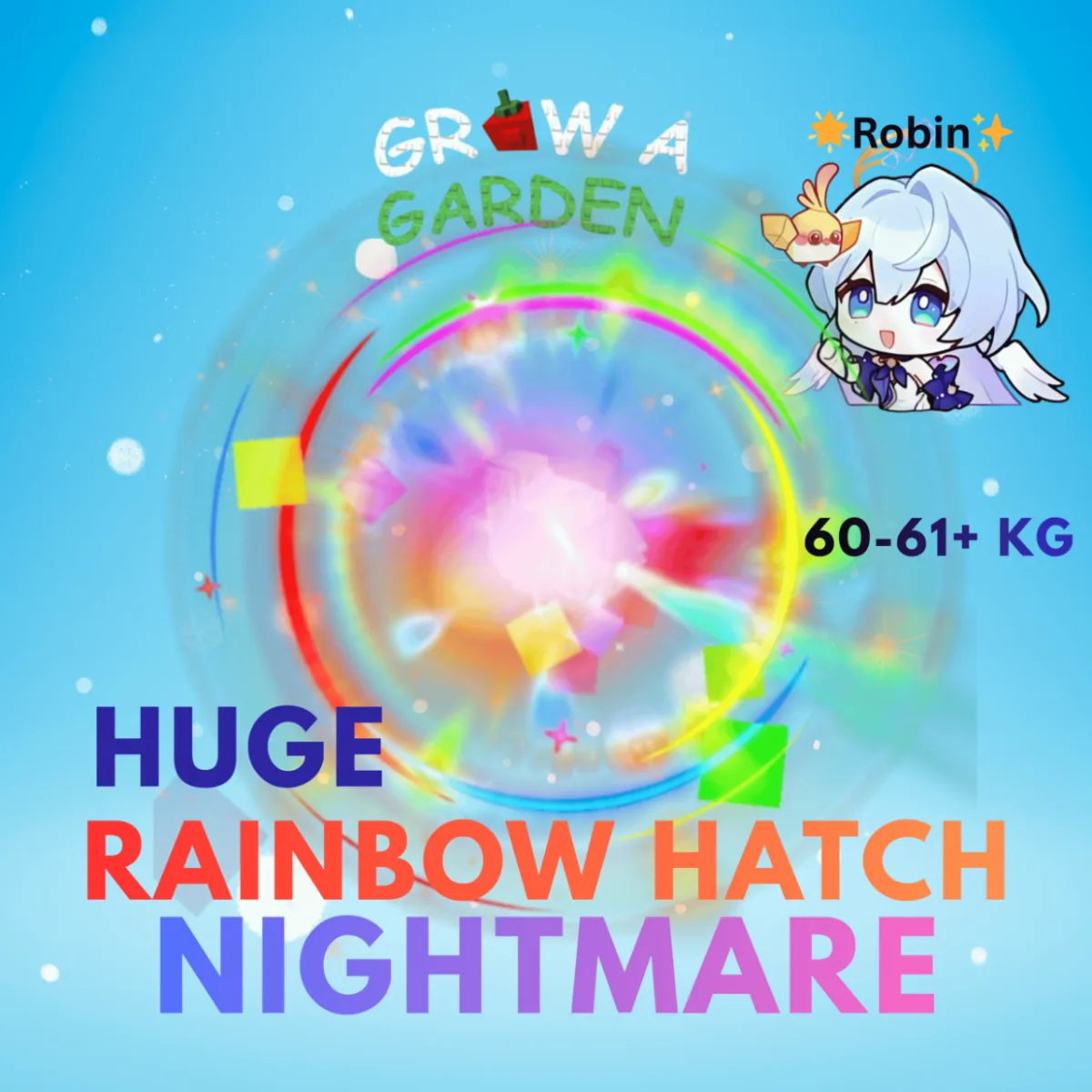 Nightmare Rainbow Hatch Huge Black Bird - 60-61+ KG - Grow a Garden