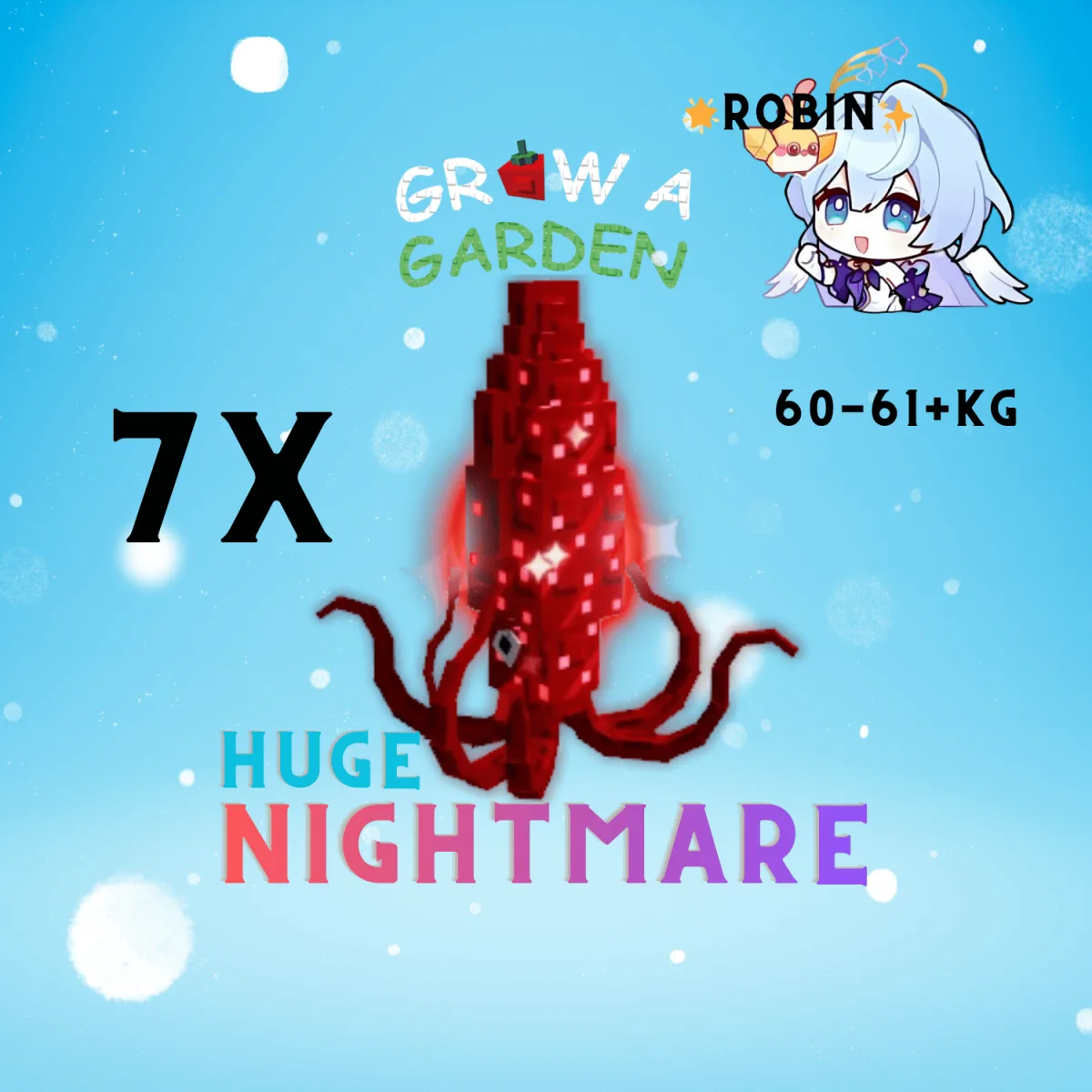 7x HUGE Nightmare Ruby Squid - 60-61KG - Ready to Use - Grow a Garden — Account account