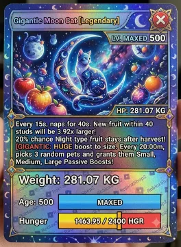 281.07KGKG SUPER GIGANTIC MOON CAT I MAX 500 AGE l READY TO USE - 15 SEC MAX CD - NO TOY