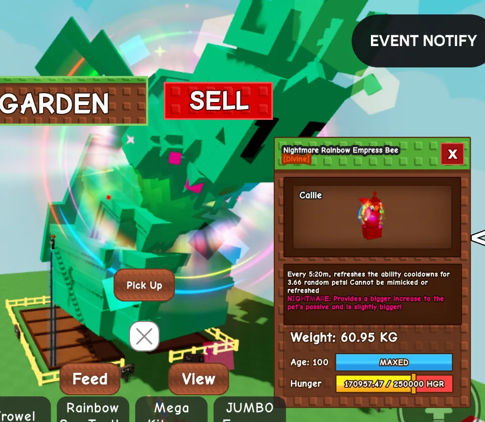 Titanic Huge Rainbow Hatch Empress Bee 60kg+ Age 100 Nightmare New RBH Bee Event