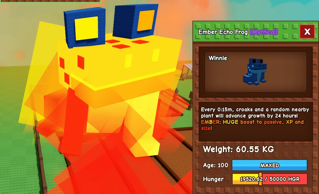 60.55kg+ Age 100 Ember Echo Frog