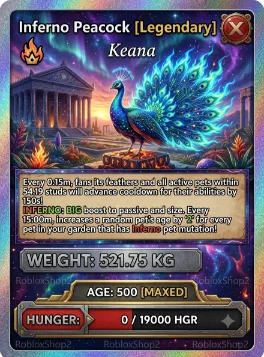 529.75KG INFERNO GIGANTIC PEACOCK I MAX 500 AGE l READY TO USE - 15 SEC MAX CD - NO TOY PET COLLECTOR LIMITED STOCK