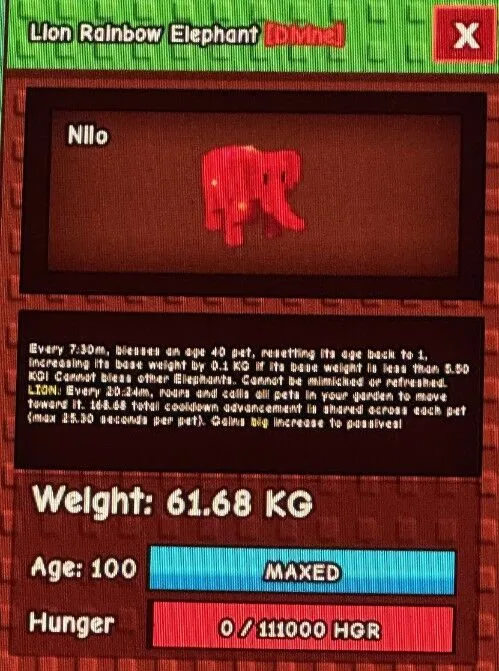 Lion Rainbow Hatched Elephant / RBH ELEPHANT 61.68Kg CHEAPEST AND INSTANT DELIVERY — Account account