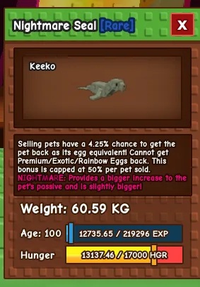 Huge Nightmare Seal 60kg+