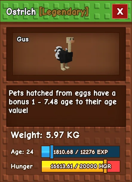 Ostrich LEGENDARY Age 24 5.97KG