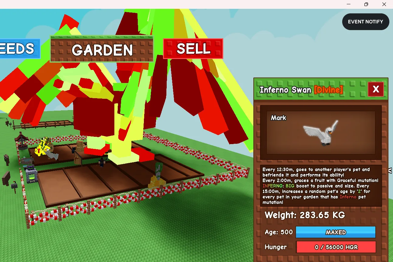 280KG+ Inferno Swan Divine // super handsome // Age 500 MAXED // Graceful Mutation // Heavy Flex Pet