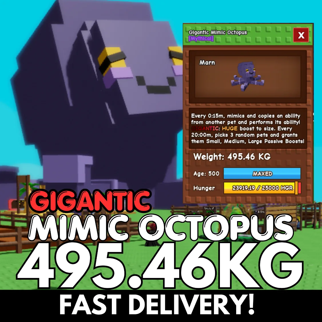 GIGANTIC Colossal Mimic Octopus 495.46KG Age 500 INSTANT DELIVERY