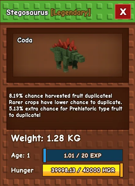 Stegosaurus LEGENDARY Age 1 1.28KG