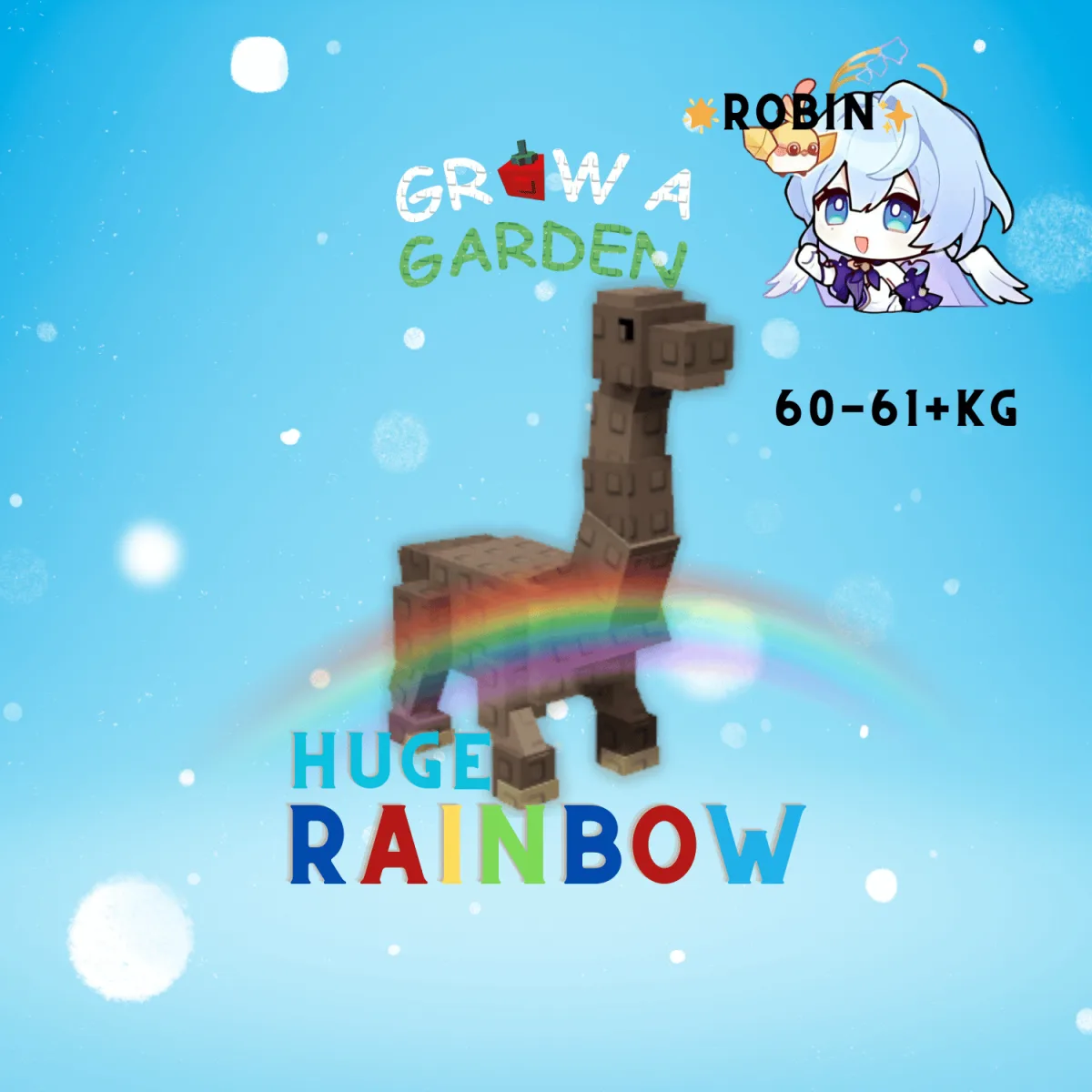 HUGE Rainbow Brontosaurus - 61+KG - Grow a Garden — Account account