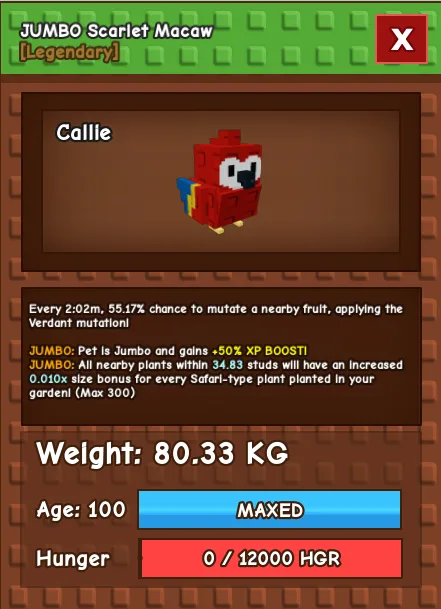 Jumbo Titanic Scarlet Macaw 80.33KG INSTANT DELIVERY — Account account