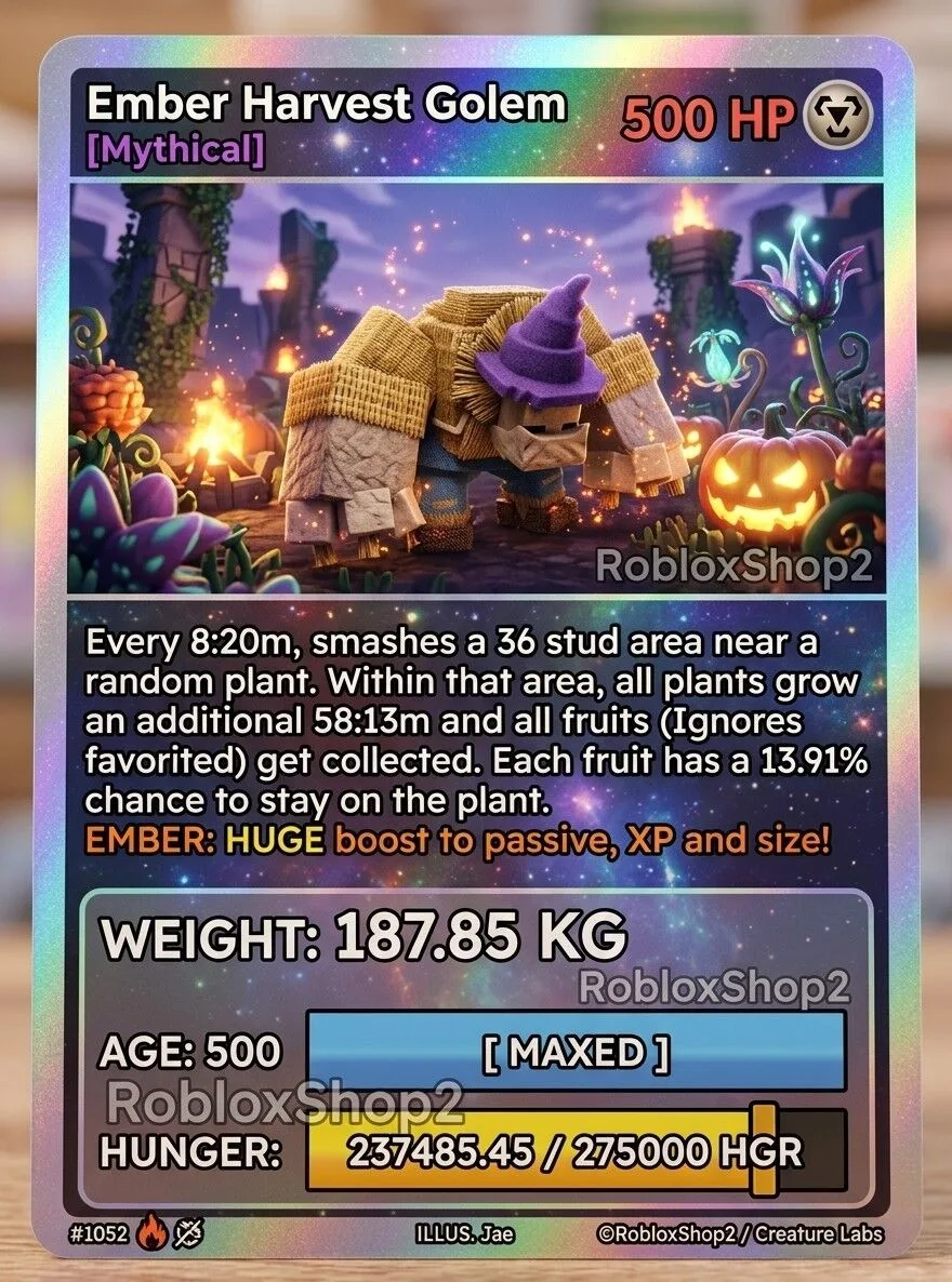 187.85KG EMBER GIGANTIC HARVEST GOLEM 5 0 0 AGE l READY TO USE - 8:20 MINS MAX CD - NO TOY LIMITED STOCK