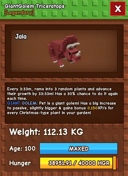 112KG GIANTGOLEM TRICERATOPS — Account account