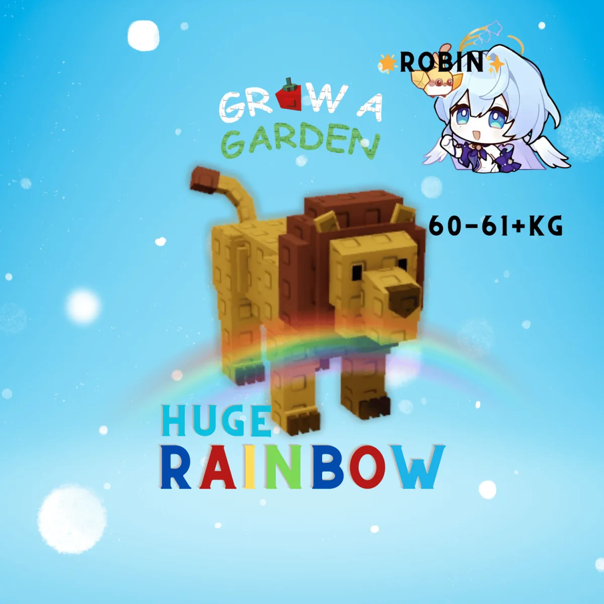 HUGE Rainbow Lion - 60-61+KG - Grow a Garden — Account account
