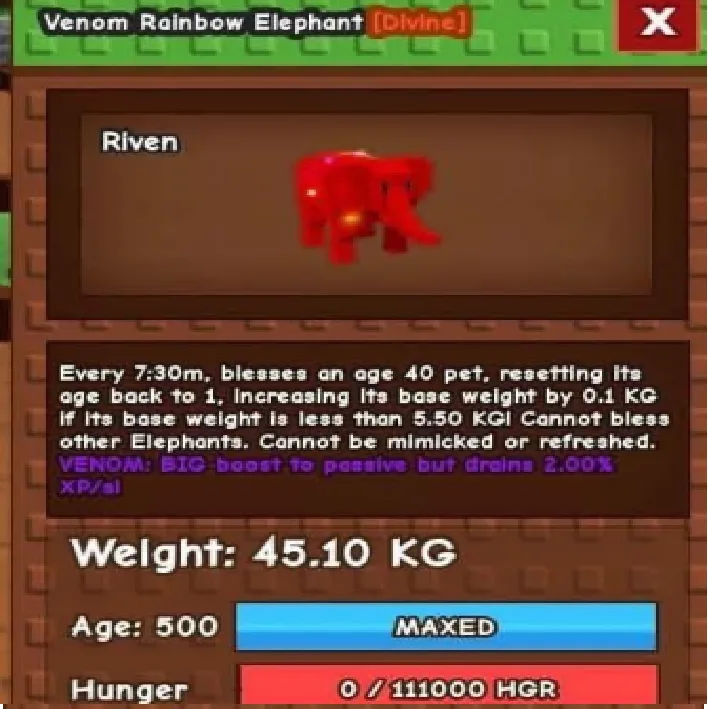 VENOM RAINBOW ELEPHANT 45 KG ++