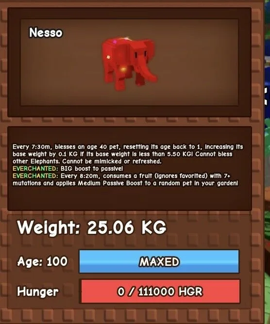 Rainbow hatched elephant ! 25.06 KG AGE 100 With Everchanted mutation Grow a Garden Fast Delivery!(KG Boosting) — Account account