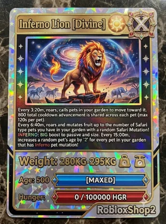 280KG-295KG INFERNO GIGANTIC LION I MAX 500 AGE l READY TO USE - 3:20 MINS MAX CD - NO TOY LIMITED STOCK