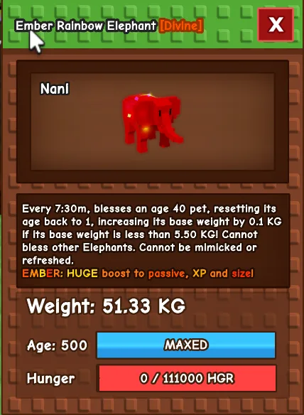 Rainbow Elephant Level 500 Max pasif