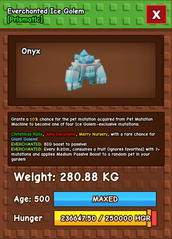 HUGE ICE GOLEM NM / VENOM / EVER 280KG+ AGE 500