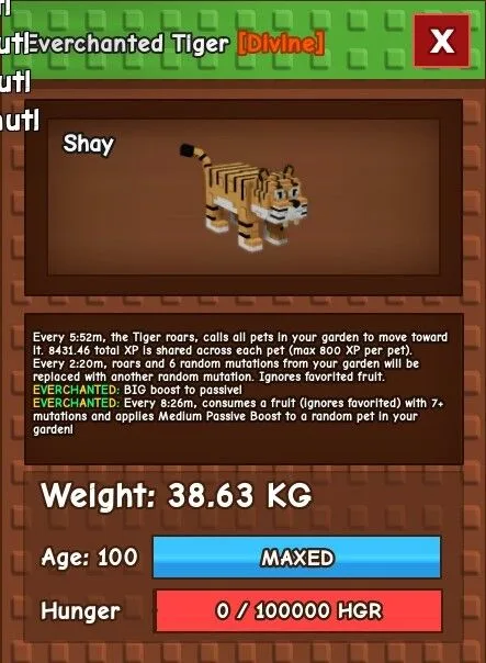Huge Everchanted Tiger 38kg — Account account