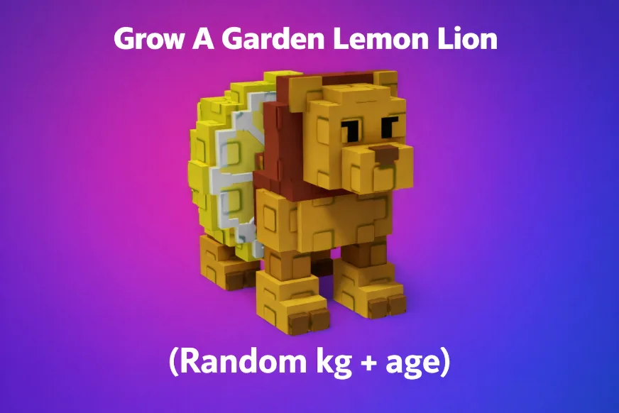 Lemon lion! (random kg +age) Applies the brainrot mutation doing 100x your plant value! — Account account