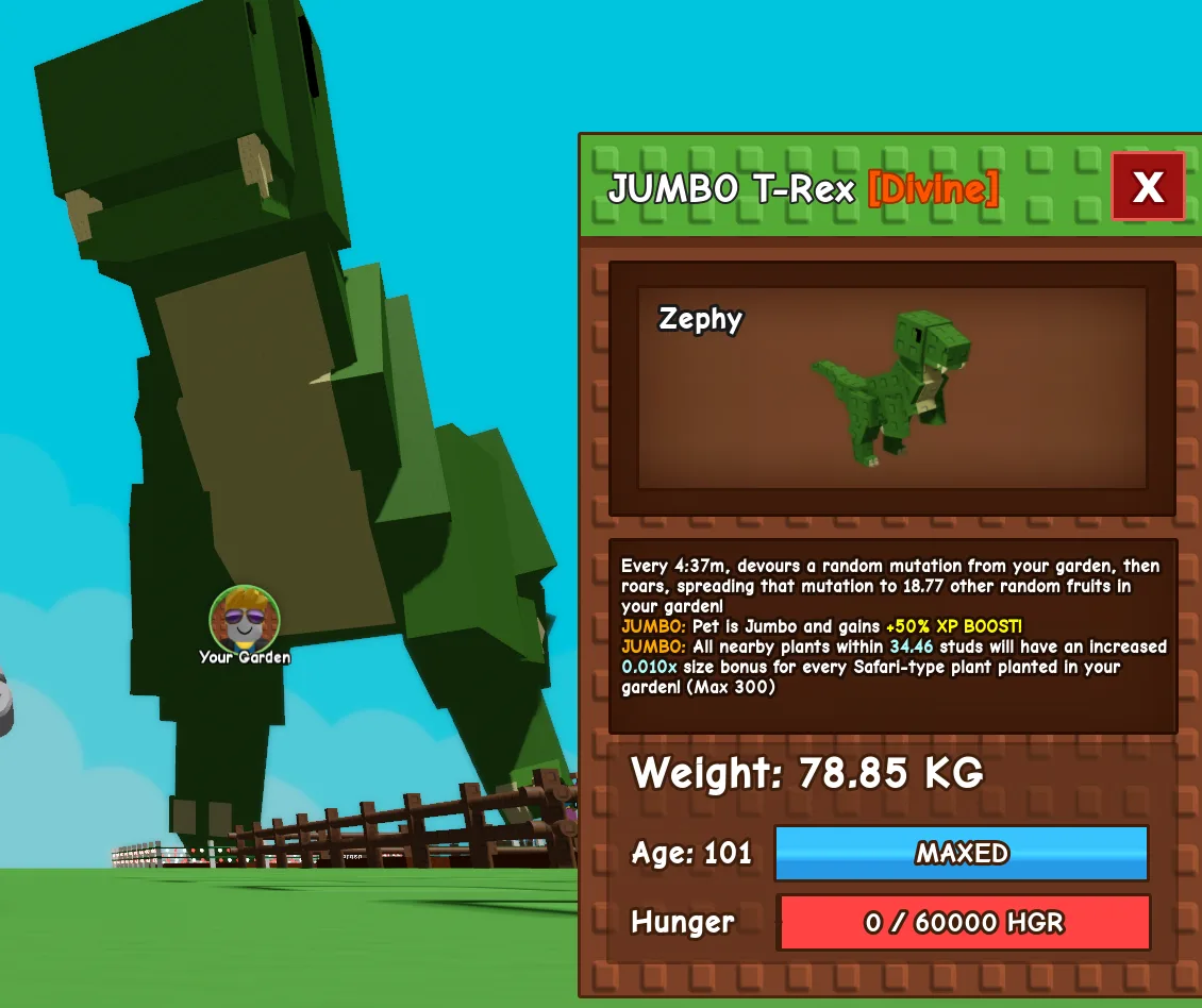 78KG+ Jumbo T-rex age 101 // Can reach 95KG at age 125 // Super Handsome and BIGGGGGGGGGGGG — Account account