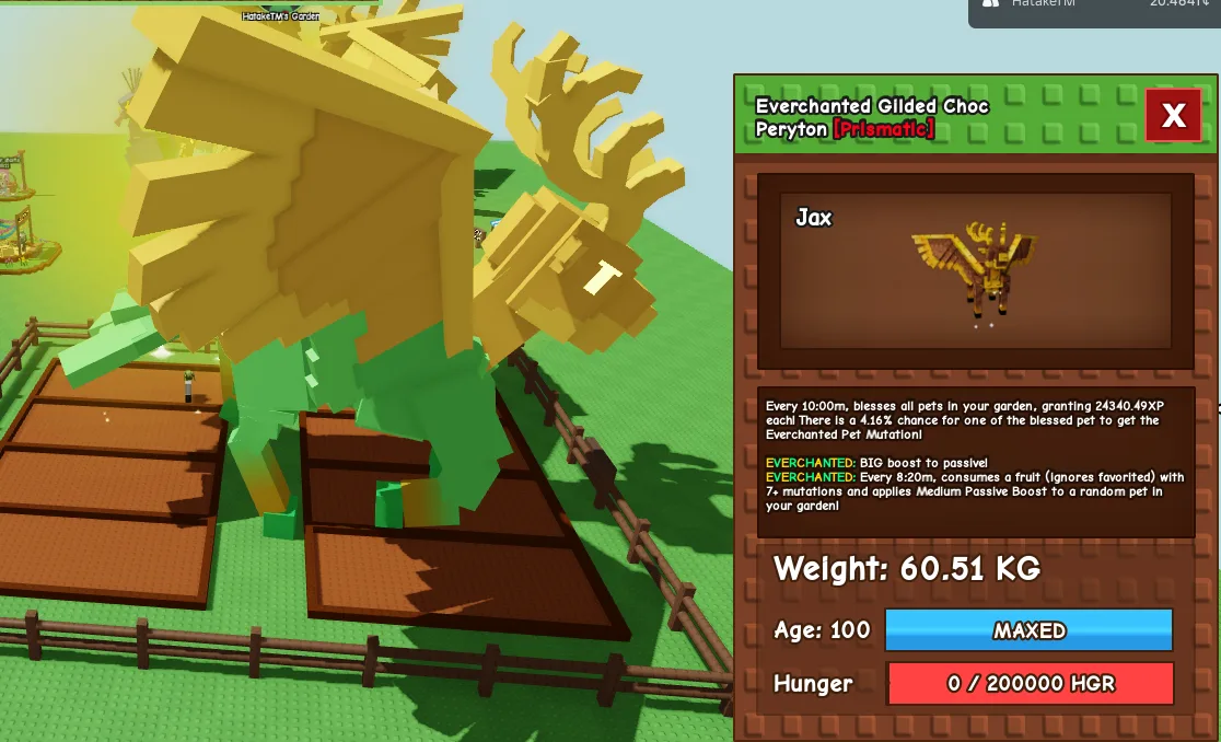 60.62kg+ Age 100 Everchanted Gilded Choc Peryton